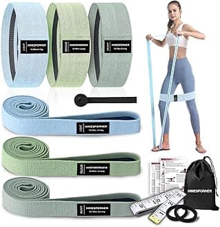 9 PCS Fabric Resistance Bands Set for Working Out, Non-Slip Exercise Booty Bands for Women & Men Leg and Glutes with Hair Ties and Tape Measure - for Home Gym Workout, Yoga, Pilates