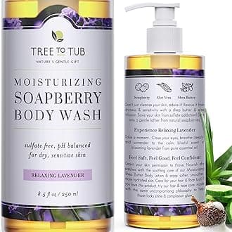 Gentle, Moisturizing Body Wash for Dry Skin. The Only 5.5 pH Balanced Body Wash for Sensitive Skin ââ‚¬â€œ Pure Lavender Soap for All Ages with Organic Wild Soapberries, 8.5 ozââ‚¬â€by Tree To Tub