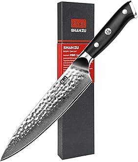 SHAN ZU Chef Knife, 8 Inch Damascus Steel Knife, Professional Kitchen Knife Sharp High Carbon Steel Kitchen Utility Knives with Gift Box