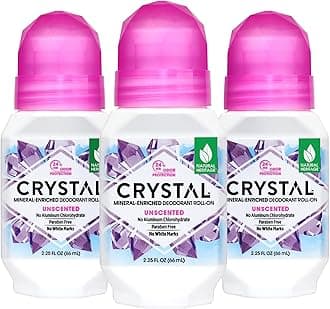 CRYSTAL BODY DEODORANT Roll-On - Unscented Susan G Komen (2.25 fl oz) - 3 Pack - Packaging May Vary