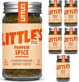 Little's Pumpkin Spice Flavoured Instant Coffee, 6 Pack (50g x 6) - Rich & Smooth Coffee, Infused With Pumpkin Spice Flavour - Vegan Friendly, Low Calories, No Added Sugar