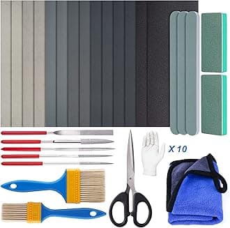 LET'S RESIN Polishing Kit,33Pcs Resin Supplies with Sandpaper,Resin File Kit,Polishing Strips&Blocks,Scissors,Wooden Brush,Cloth, Tools for Jewelry Making Supplies, Silicone Molds
