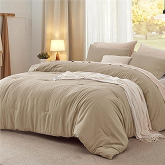 Bedsure King Comforter Set, Khaki Soft Prewashed Bedding for All Seasons, 3 Pieces GentleSoft™ Bed Set, 1 Lightweight Comforter (104"x90") and 2 Pillowcases (20"x36")