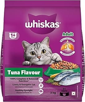 Adult (1+ Years) Dry Cat Food, Tuna Flavour, 3 kg, Contains 41 Essential Nutrients, Complete & Balanced Nutrition for Adult Cats