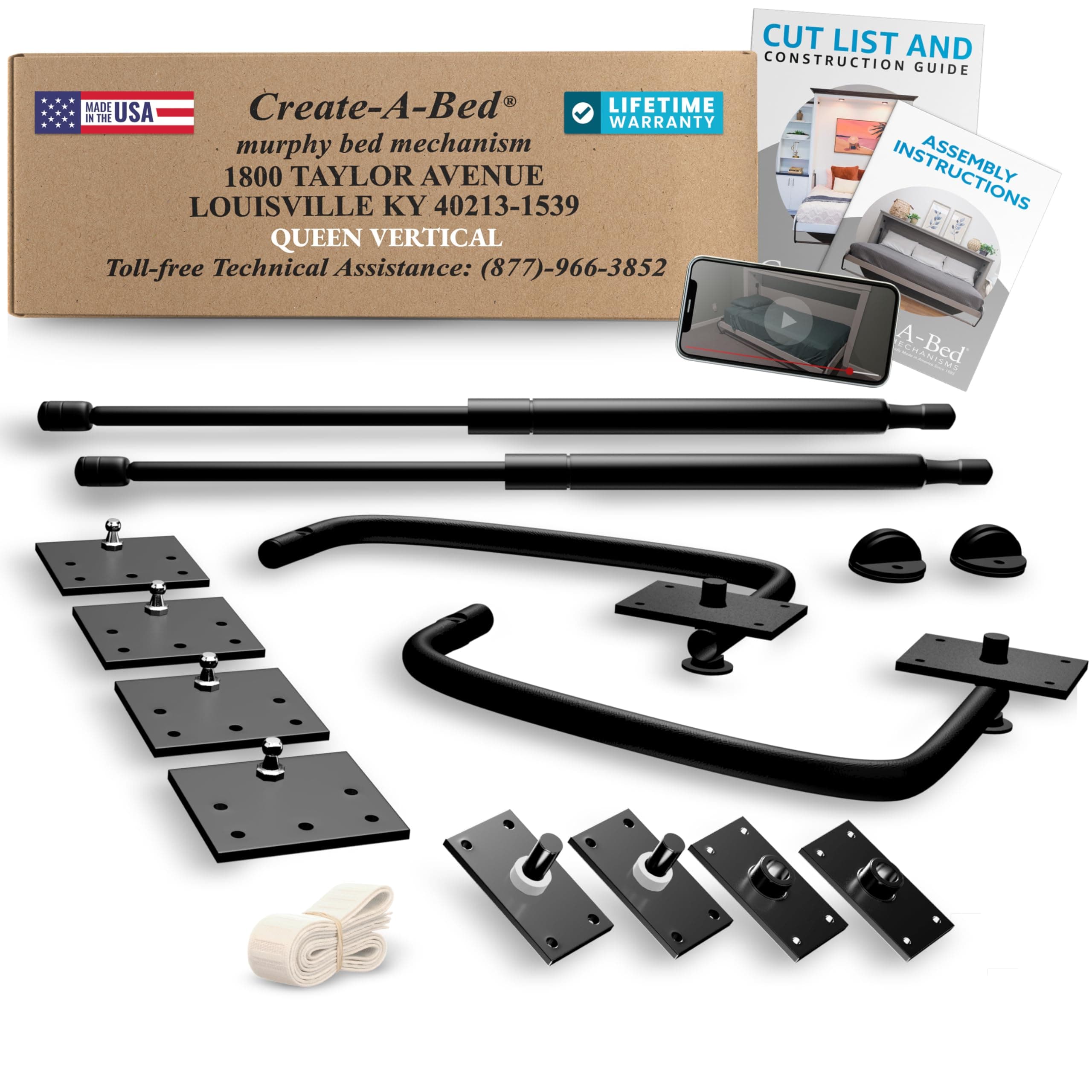 Queen Size Deluxe Murphy Bed Kit, Vertical