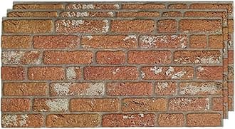 IZODEKOR 3D Wall Panels Brick Effect - Cladding, Stone Look, Styrofoam Facing for Living Room, Kitchen, Bathroom, Balcony, Bedroom and Back of Counter | Vintage Dream (3 Piece Panel) | Covers 16 sq ft