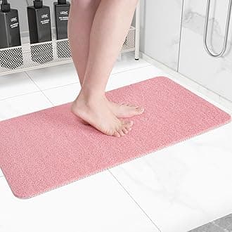 Non-Slip Bathtub Mat, Anti Slip Shower Mat, Fast Drying Bathtub Mats, Foot Scrubber Mat, Anti Slip Mat for Tub, Floor, Bathroom, Kitchen, Home, Hotel (Pink 32"×17")