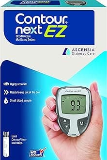 CONTOUR NEXT EZ Blood Glucose Monitor All-In-One Kit with Test Strips, Accurate Blood Sugar Monitor, Easy-to-Use Glucose Meter, Portable and Reliable Diabetes Testing Kit