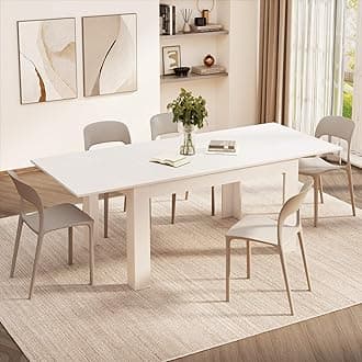 Mobili Fiver, Easy, Extendable Dining Table, 55.1(86.6) x35.4 in, Ashwood White, Made in Italy