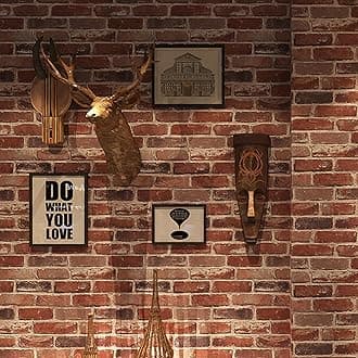 Trafagala Rustic Brick Effect Wallpaper Red Brick Wallpaper Vintage Decorative Background Fake Stone Slate Wall Paper for Kitchen Living Room Fireplace Feature Wall Bedroom Ceilings Cream