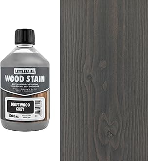 Littlefair's Wood Stain Water-Based - (Driftwood Grey) – Non-Toxic, Eco-Friendly & Quick Drying - Easy-to-Apply, Concentrated Formula for All Wood Types – 500ml
