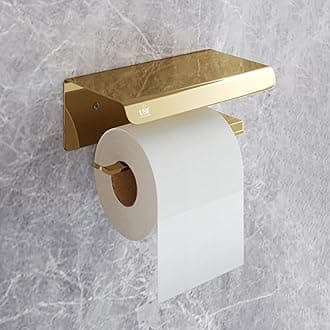 USF Bath Accessories Toilet Paper Roll Holder for Bathroom, 304 Stainless Steel Toilet Paper Holder in Bathroom, Toilet Tissue Roll Holder for Bathroom, Bathroom Accessories(Gold, Square)