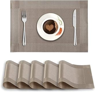 Pvc Set Of 6 Dining Table Mats - 45X30 Cm (Ar1464), Brown