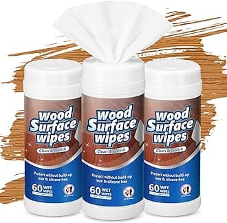 Threlaco 3 Pack 180 Count Wood Surfaces Wipes Wood Cleaner and Polish Wipes Wood Furniture Wet Wipes Cabinet Cleaner Wood Floor Wipes for Kitchen Bathroom Furniture Wood Floors Cabinet Cleaning
