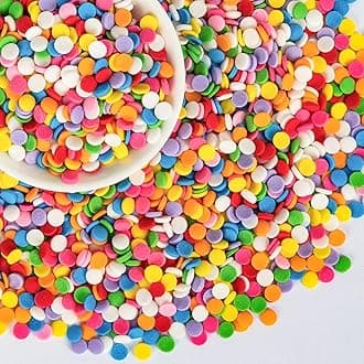 Edible Confetti Sprinkles,Colorful Round Cake Decoration for Desserts,Rainbow Circular Candy,Pastel Sprinkles for Cake Baking,Perfect For Birthday Party,Easter Decorating Supplies