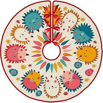 Christmas Hedgehog Tree Skirt Christmas Tree Skirt 36 inch by Leo Walker Xmas Mat for Holiday Festival Party Spring Summer Rustic Farmhouse Decor