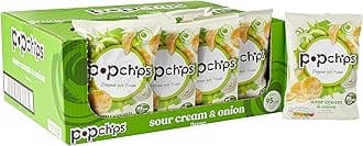 popchips - Sour Cream and Onion Popped Potato Chips 23 grams (Pack of 24) Popped not Fried, No Artificial Flavours or Colours, Suitable for Vegans