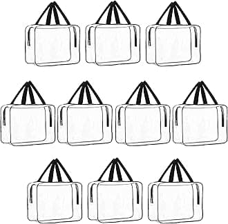 TULMAN 10 Pack Small Transparent Cosmetic Bag – PVC Travel Toiletry & Makeup Organizer, Handbag & Kids Toy Storage, Space-Saving Storage for Travel, Cosmetics & Toys – 30x22x8 CM
