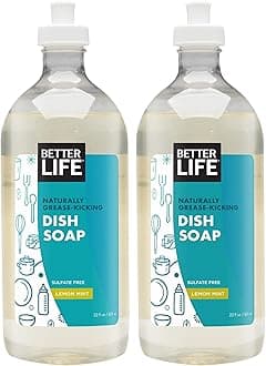 Dish Soap - Liquid Dishwashing Soap with Vitamin E and Aloe for Home & Kitchen Sink - No Gloves Required Kitchen Soap for Sensitive Skin - 22oz (Pack of 2) Lemon Mint
