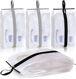 Waterproof Shoe Bags for Travel 4 Pack XX-Large Shoe Storage Bag Clear Sneaker Pouch Portable Boots Organizer with Sturdy Zipper for Men & Women