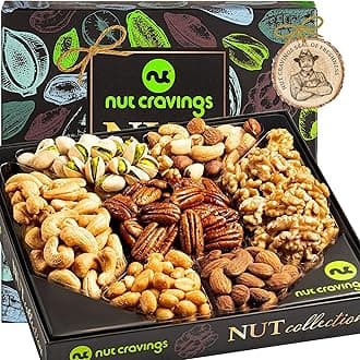 NUT CRAVINGS - Easter Nut Collection Gift Basket in Elegant Box (7 Assortments) Treats for Adults, Food Arrangement, Healthy Snack Care Package, Kosher