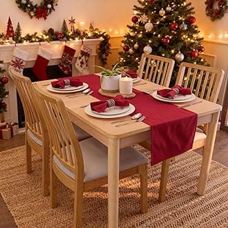 Encasa XO Table Runner 13x91 in Long | Cotton Canvas Fabric | Rich Maroon Solid Color | for Dining Table Fall Decoration, Holiday & Christmas Festivals - Machine Washable