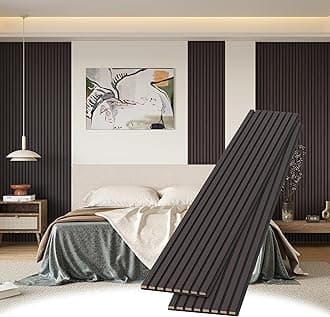 Wood Slat Wall Panels, 2 Pack 8 x 1 ft Decorative Wood Panels for Wall,Stylish Wall Panels for Interior Wall Decor, Modern Acoustic Wood Wall Panels with Felt Backing, Black-Brown Oak