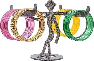 NAITIK CREATION Lady Design Metal Bangle Stand for Women | Bangles Hanger Hanging Stand Holder | Metal Jewellery Display Stand for Bracelets, Hand Rings - Antique Golden