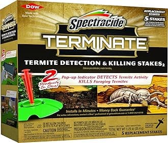 Spectracide Terminate Termite Detection & Killing Stakes2, 5 Count, Replacement Stakes With Pop-up Indicators Detect Termite Activity And Kill Foraging Termites Replacement Stakes, 8 Pack