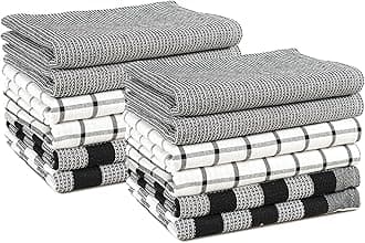 LANE LINEN Kitchen Dish Towels Set of 12 – 18”x28” Soft & Quick-Drying Hand and Tea Towels, Premium Decorative Kitchen Towel – Black