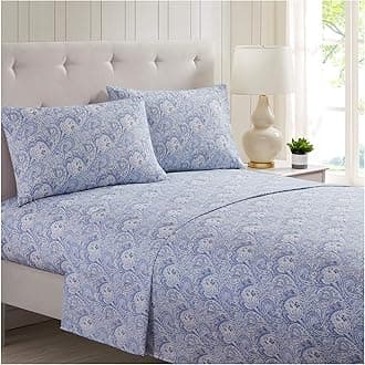 MellanniMellanni King Size Sheet Set - 4 Piece Iconic Collection Bedding Sheets & Pillowcases - Extra Soft, Cooling Bed Sheets - Deep Pocket up to 16 inch - Wrinkle, Fade, Stain Resistant (King, Paisley Blue)