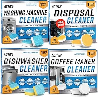 ACTIVE WASHER DISHWASHER DISHWASHER DISHWASHER DISHWASHER DISPOSAL & COFFEE CLEANER TABLETS - 96 Tabs Washing Machine Cleaners Disposal & Coffee Cleaner Tablets - 1 Year Supply