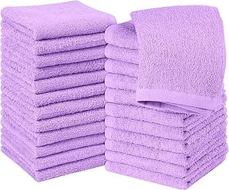 Utopia Towels 24 Pack Cotton Washcloths Set - 100% Ring Spun Cotton, Premium Quality Flannel Face Cloths, Highly Absorbent and Soft Feel Fingertip Towels (Lavender)