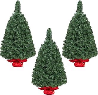 Yaheetech 3ft Tabletop Artificial Mini Christmas Tree Includes Cloth Bag Base for Bedroom Table Desk Porch, Little Xmas Tree for Home Office Holiday Decor, 3 Pack