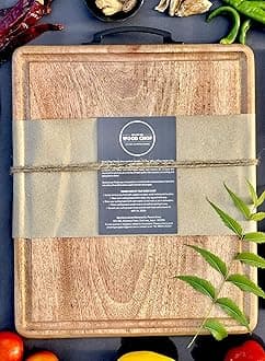 Wood Chop Anti-Bacterial Single Piece Solid Mango Wood Chopping/Cutting Board - Reversible - No Polish No Dyes - Food Grade Mineral Oil Finish (15 * 12 * 1 Inch, Juice Groove)