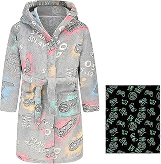 Boys Soft Fleece Robes Plush Hooded Bathrobes Sleepwear for Kids 1-16 Years