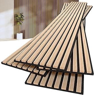 Wood Panels for Wall, 4-Pack 94.5"x12.6" Each Widen Acoustic Panels, Wooden Wall Panels for Interior Wall Decor and Noise Reduction, 3D Wall Panels with Solid Wood Veneer,Natural Oak