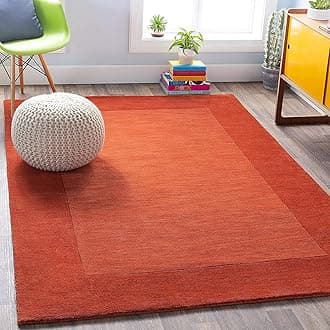 Carpet for Living Room Rugs for Bedroom 7x7 Square feet Floor mat red Border Box Color