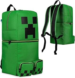 Backpacks for Kids Creeper Boy Bag with Zipped Pockets Adjustable Straps Kids Bag for Gaming Travel and School Backpack Boy Gifts (Green 3D, 19.68x8.26x7.28inch)