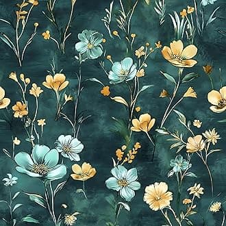 Floral Wallpaper Peel and Stick Green Flower Wallpaper Vintage Botanical Emerald Contact Paper 17.5in x 9.8ft Removable Self Adhesive Vinyl Wall Mural Wall Paper for Bathroom Cabinet Stairs Kitchen