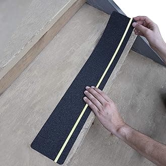 LifeGrip Anti Slip Traction Treads with Glow in Dark Stripe (10-Pack), 4" X 28", Best Grip Tape Grit Non Slip, Outdoor Non Skid Tape, High Traction Friction Abrasive Adhesive for Stairs Step