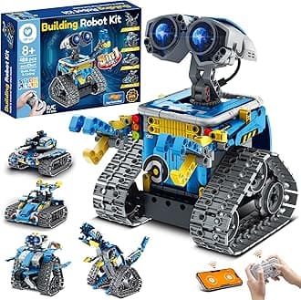 Sillbird Robot Building Kit with Remote Control STEM Gifts for Boys Ages 8-12, Technic Coding Robotic Toys for Kids Birthday, Build 5in1 Models with 488 Pieces - Blue