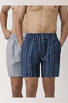XYXX Men's Checkmate Relaxed Fit Cotton Boxer Shorts with Dual Pocket & No Marks Waistband (Pack of 2)