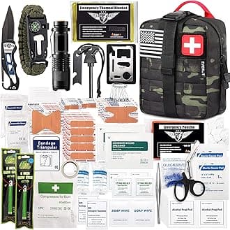 EVERLIT 250 Pieces Survival First Aid Kit IFAK EMT Molle Pouch Survival Kit Outdoor Gear Emergency Kits Trauma Bag for Camping Boat Hunting Hiking Home Car Earthquake and Adventures