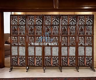 Mango Wooden Room Partition Wooden Room Divider for Living Room Wall Separator Panel Office Partitions and Dividers 6 Feet (5 Panel 19 Inches)