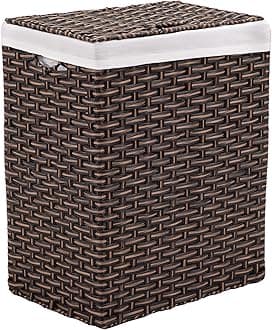 Seville Classics Household Storage for Clothes, Linens, Sheets, Toys, Canvas Resin, Mocha Brown, Rectangular Hamper