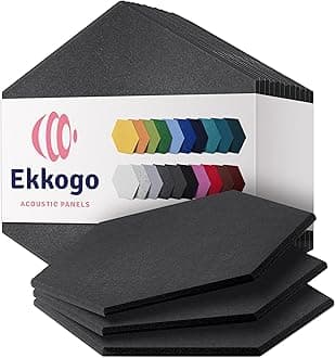 Ekkogo Acoustic Panels 12-Pack Soundproof Wall Panels 14''X13''X0.4'' Sound Panels High Density Sound Dampening Panels - [Dark Gray Hexagon]