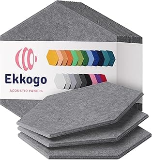 Acoustic Panels 12-Pack Soundproof Wall Panels 14"X12.1"X0.4" Sound Panels High Density Sound Dampening Panels - [Pebble Gray Hexagon]