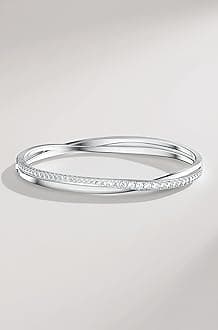 Swarovski Hyperbola bangle, White, Rhodium plated