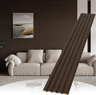 Slat Wall Paneling,8-Pack 3D WPC Wood Wall Panels,Acoustic Wall Panels for Interior Wall Decor,Living Room,Bedroom,Black Brown,95 x 6 in